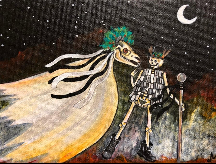 Follow Us. Mari Lwyd Greeting card.