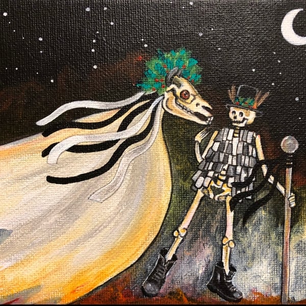 Follow Us. Mari Lwyd Greeting card.