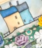 Little 3D fabric picture of houses and flowers, in a small wooden frame - Image 6