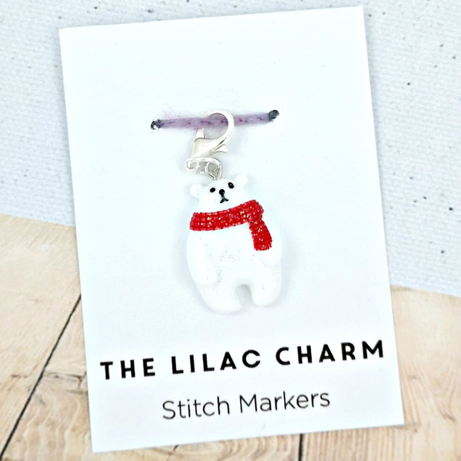 Christmas Polar Bear Stitch Marker 