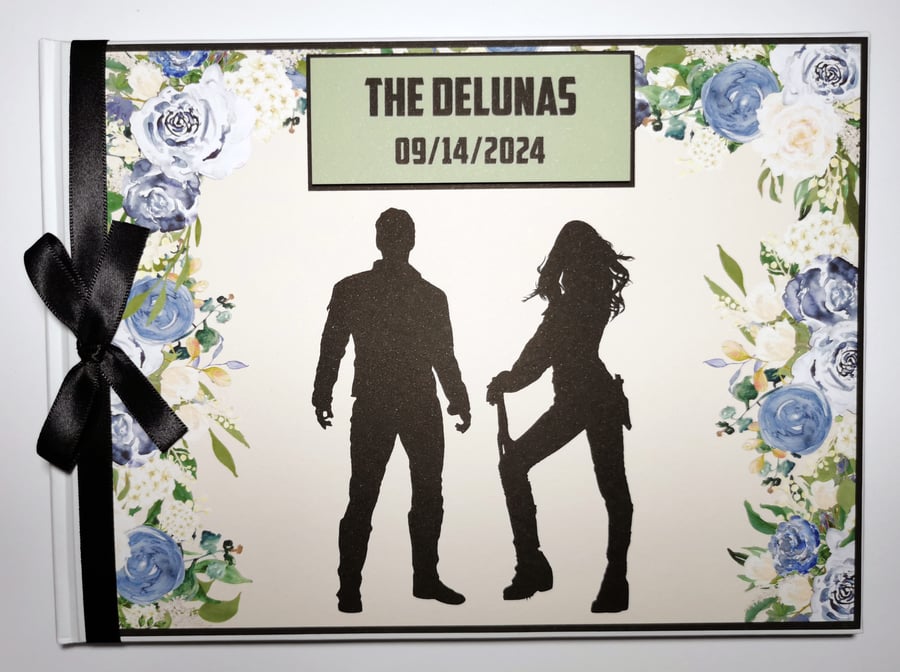 Starlord and Gamora wedding guest book, superheroes wedding guest book