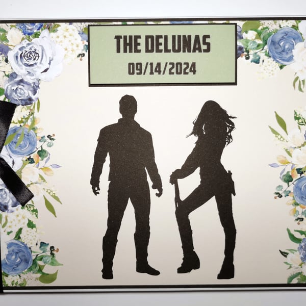 Starlord and Gamora wedding guest book, superheroes wedding guest book