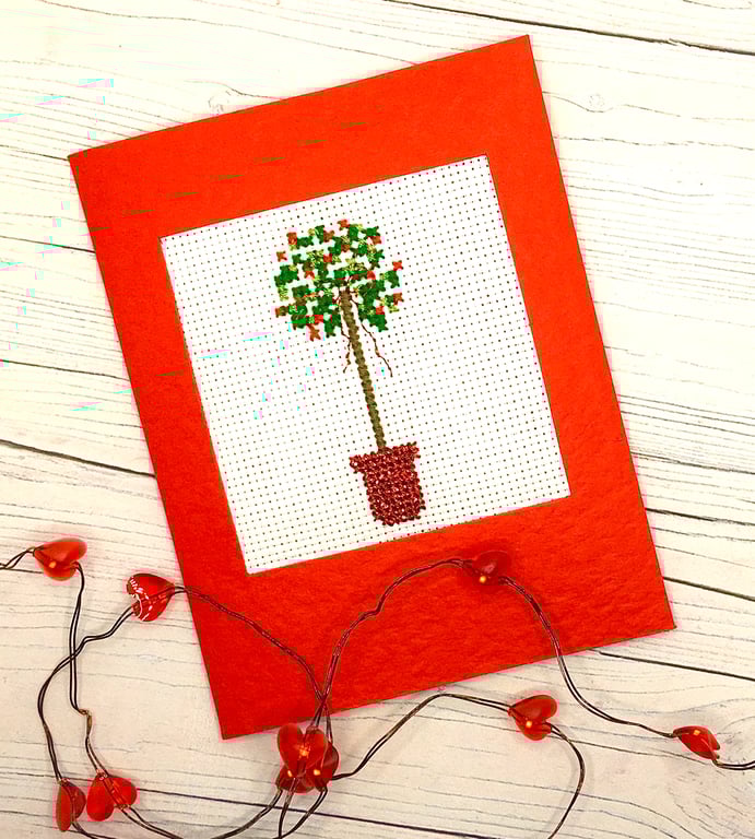 Christmas Bay Tree Cross Stitch Card