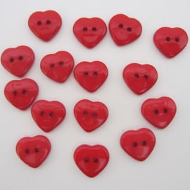 Lot of 15 Red Heart Buttons