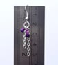Beaded long chain earrings - pink and iridescent blue beads with silver chain - Image 2