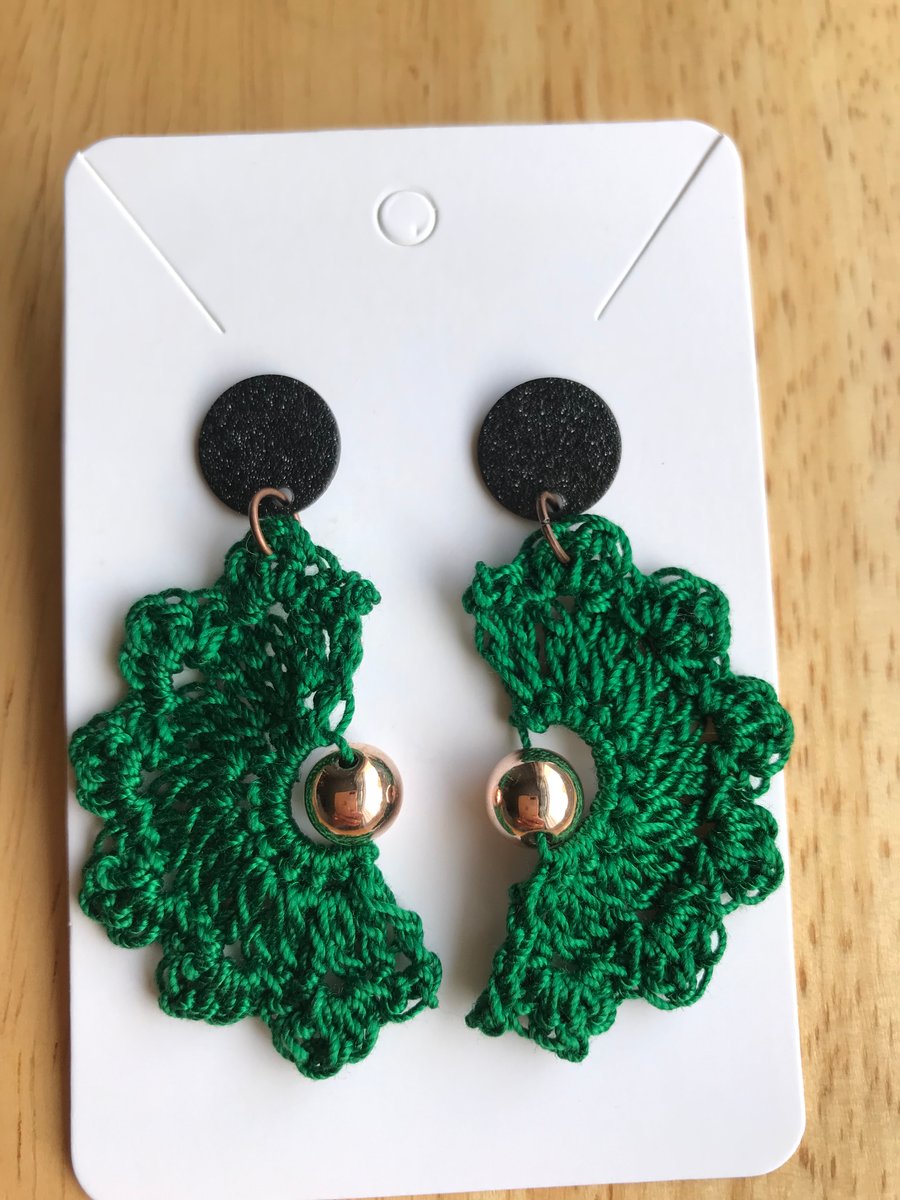 Green handmade earrings