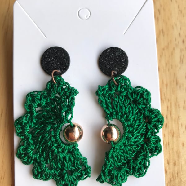 Green handmade earrings