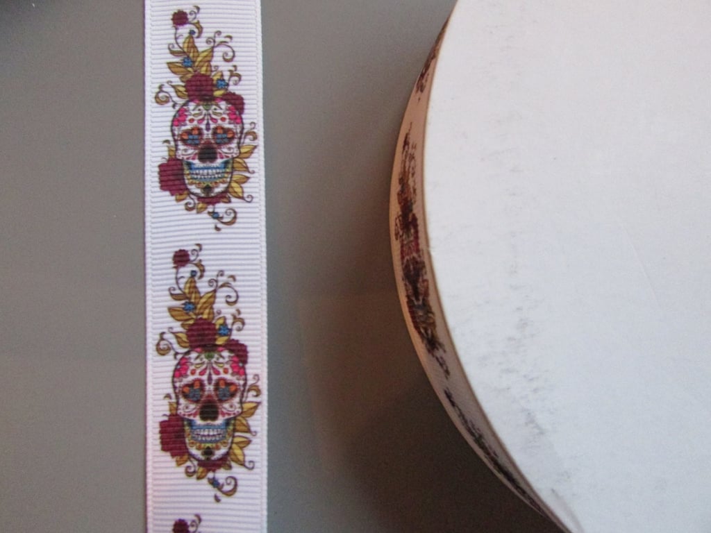 Sugar Skull Calaveras Day of the dead Grosgrain Ribbon x 1 metre