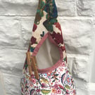 Floral Linen Peg Bag, Lined Storage Bag for Pegs