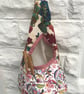 Floral Linen Peg Bag, Lined Storage Bag for Pegs