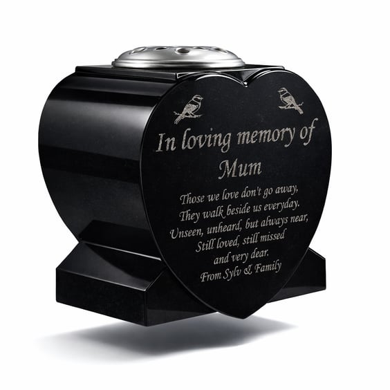 Granite Memorial Stone Rose bowl Vase Heart Grave Memorial  Cemetery Plaque