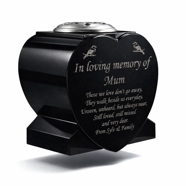 Granite Memorial Stone Rose bowl Vase Heart Grave Memorial  Cemetery Plaque