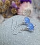 Sterling Silver Blue Anemone Flower Lampwork Earrings