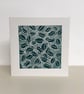 Holly linocut Christmas card Green, hand printed