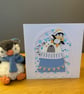 Handmade Christmas Wishes Card – Modern Bear & Penguin Christmas Card