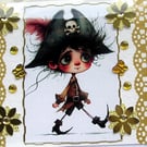 Pirate Prince - Hand Crafted Decoupage Greeting Card - Blank - 2995