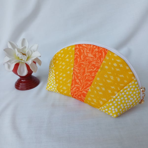 Bright and sunny patchwork pouch