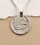 Duck Engraved Sterling Silver Coin Necklace