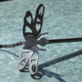 Garden Stake, Art, Steel, Dragonfly, Valentine, Housewarming Gift