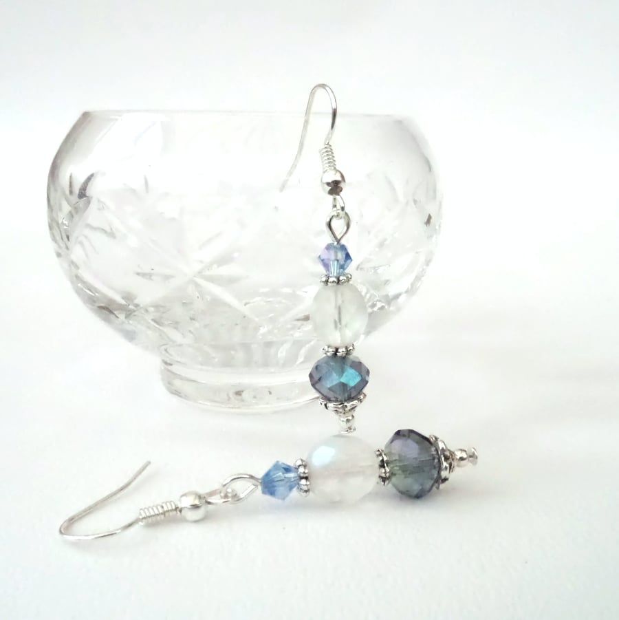 Trio of crystal handmade earrings