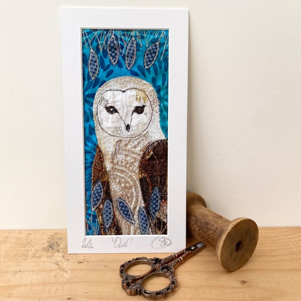 Barn owl original artwork. Framed. Home Art. Bird of prey. 