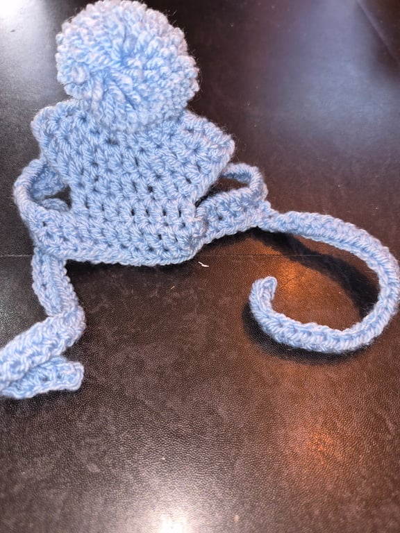 Crochet dog pet hat blue ties
