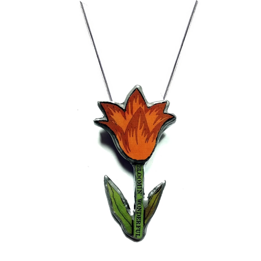 Bloomin' wonderful Layered Tulip Heart Resin Necklace by EllyMental