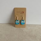 Cute Owl Earrings. Blue