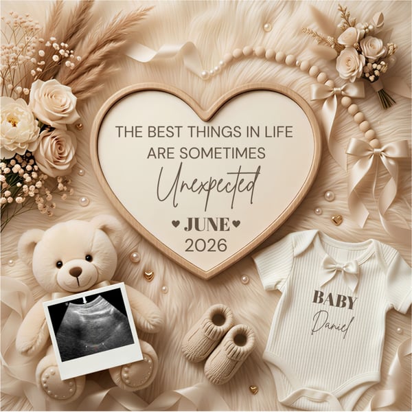 Unexpected Pregnancy Announcement Template Editable Gender Neutral Baby Reveal