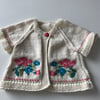 Vintage flowers short sleeved baby cardigan
