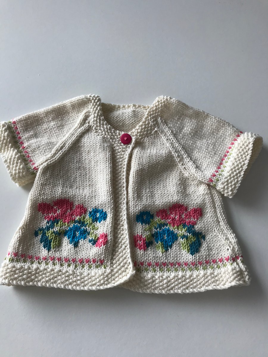 Vintage flowers short sleeved baby cardigan
