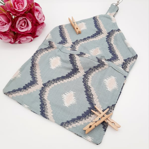 Blue embroidered peg bag, clip on, free uk delivery 