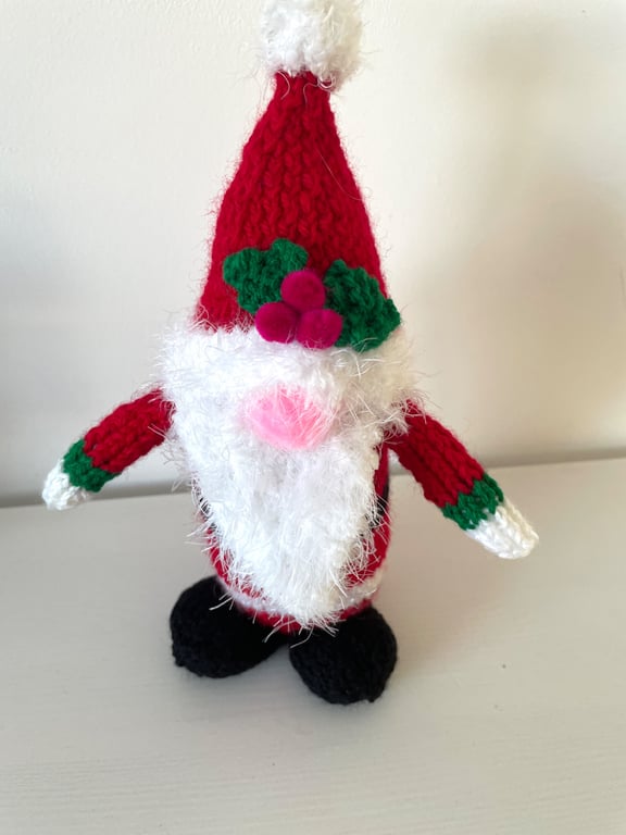 Hand Knitted Father Christmas Gnome