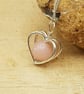 Minimalist pink Opal heart pendant. October birthstone - Image 2