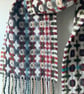 Handwoven Lambswool Scarf in Red and Green, Golfballs 4 - Image 5