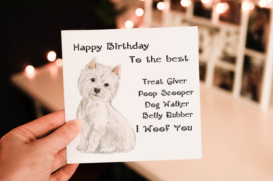 Westie Dog Birthday Card, Dog Birthday Card, Personalized