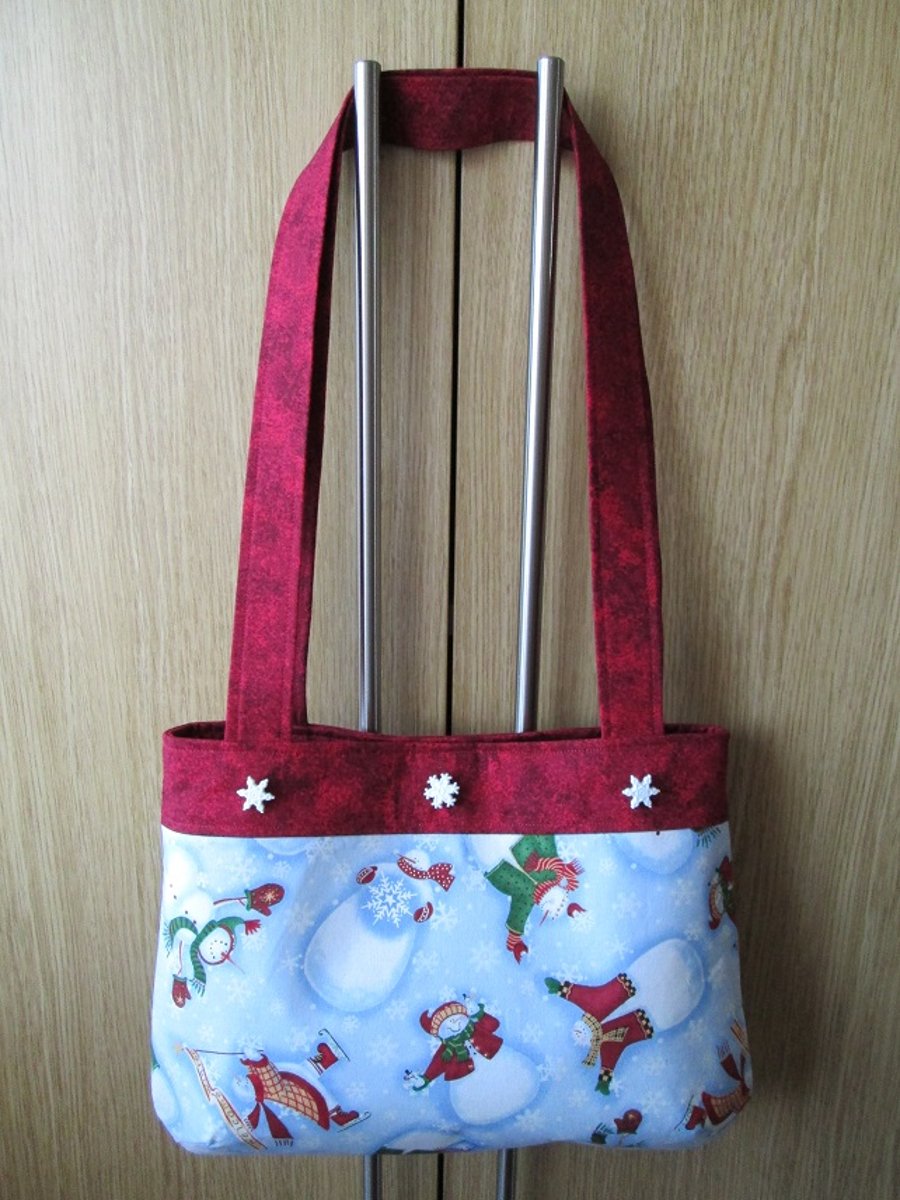 SALE - Snowman Christmas Handbag - It's Snowing!