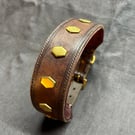 Handmade studded leather dog collar large Perfectly imperfect