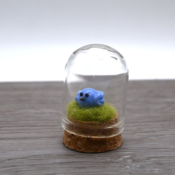 small glass blue bird keepsake figure