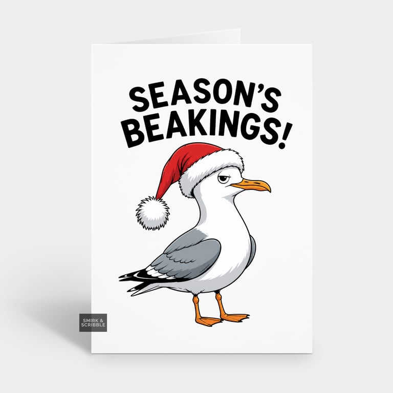 Funny Christmas Card For Him Or Her - Seagull Pun