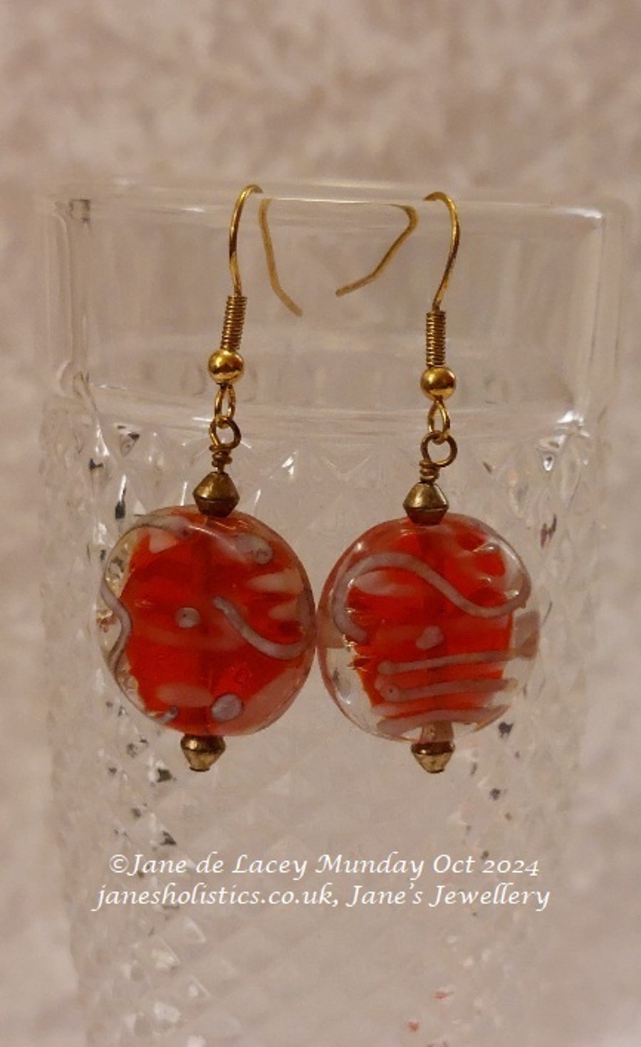 Red Lampwork Glass Drop Earrings