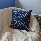 Navy with White Cat Print Cushion