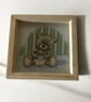 Framed Teddy Bear Cross Stitch - Nursery Wall Art