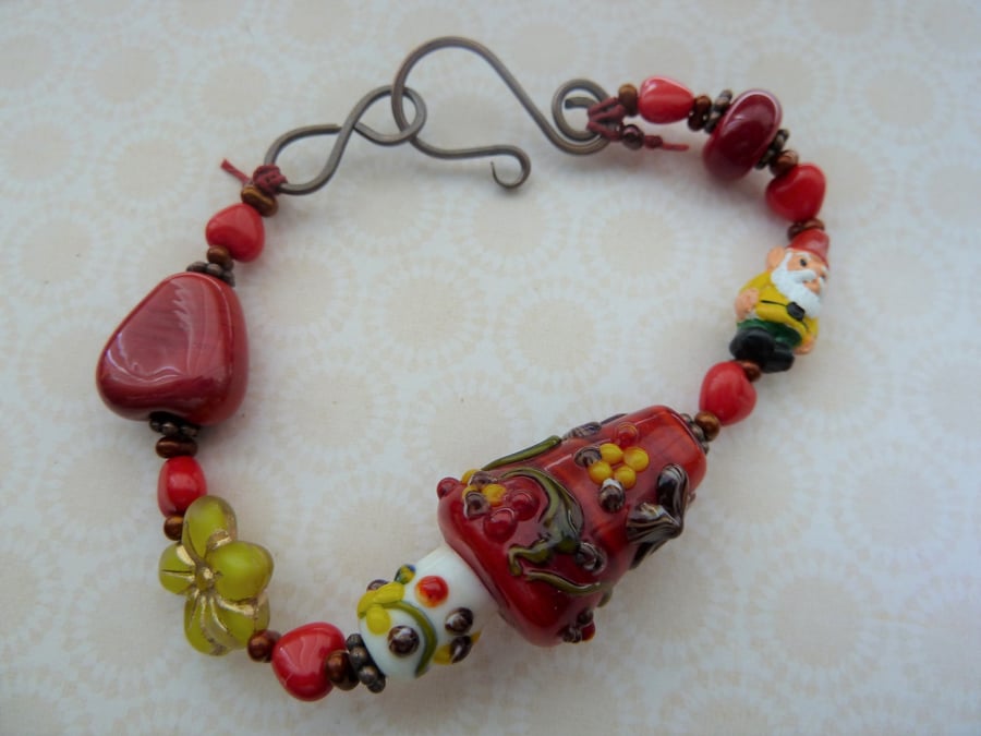 mr gnomes house lampwork bracelet