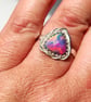 Aurora Opal Adjustable Ring Sterling Silver Sustainable Jewellery Gift Rose Cut - Image 1