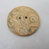 Large Brocade Texture Old Gold Ceramic Button