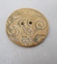 Large Brocade Texture Old Gold Ceramic Button