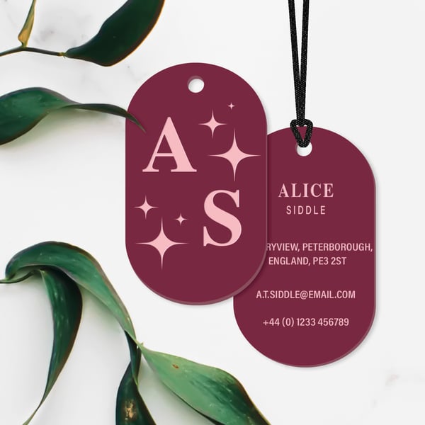 Luggage Tag - Initial Stars: Personalised Engraved Acrylic Suitcase Label