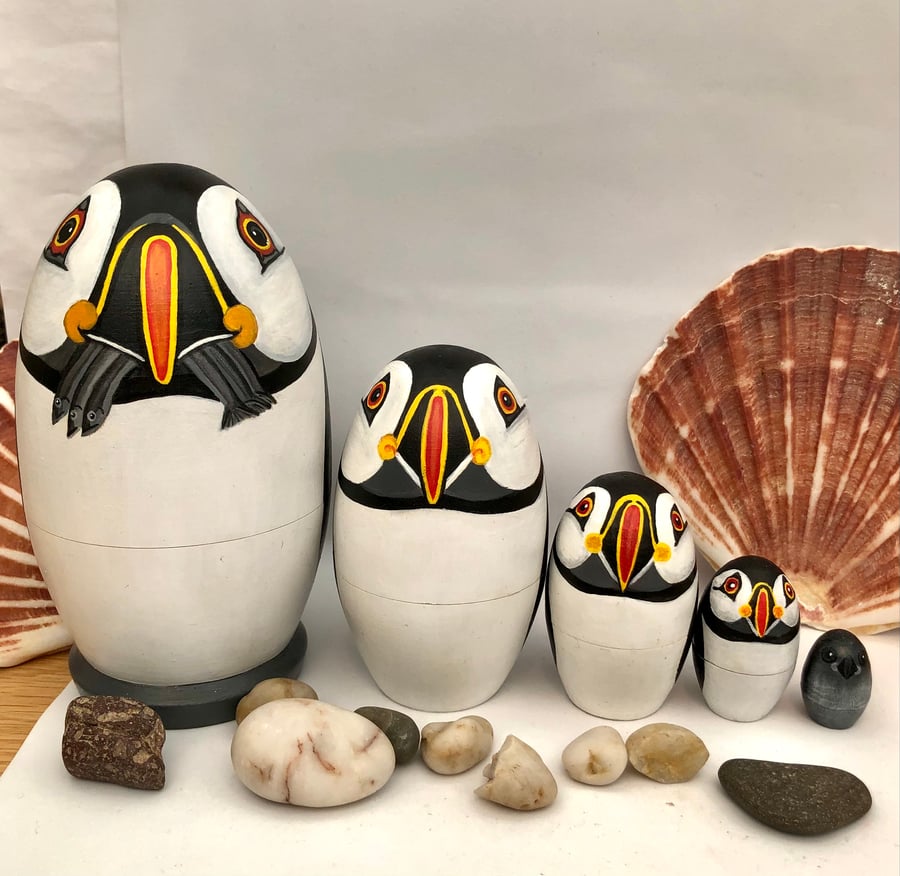 Puffin family nesting dolls