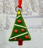 Handmade Fused Glass Xmas Tree Hanging Christmas Decoration  - Image 1